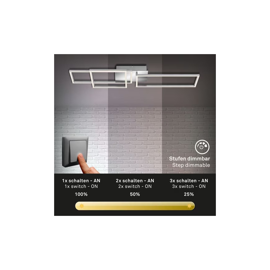 Plafonieră LED dimabilă 42 W, 230 V, 3000 K, crom mat