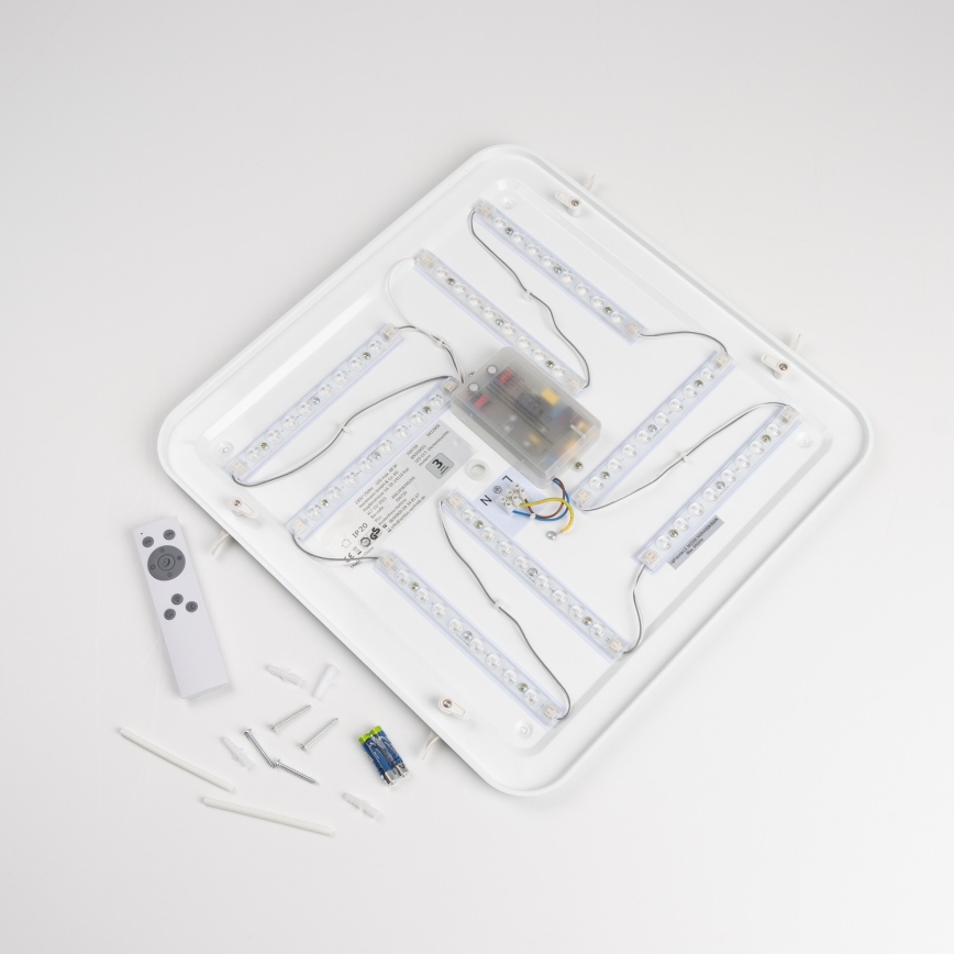Plafonieră LED dimabilă, 42 W, 230 V, 3000–6500 K, 49 x 49 cm, albă, cu telecomandă