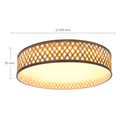 Plafonieră LED dimabilă Brilagi CAMILA LED/48W/230V 3000-6500K bambus d. 40 cm + telecomandă