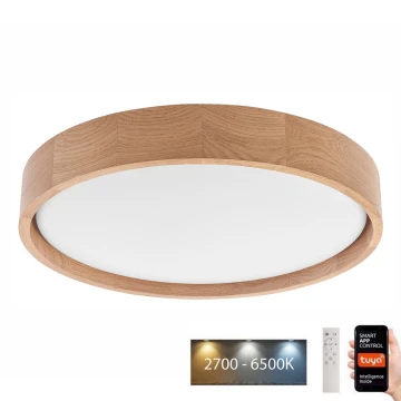 Plafonieră LED dimabilă Brilagi MANAROLA SMART LED/24W/230V 2700-6500K stejar d. 41 cm Wi-Fi Tuya + telecomandă