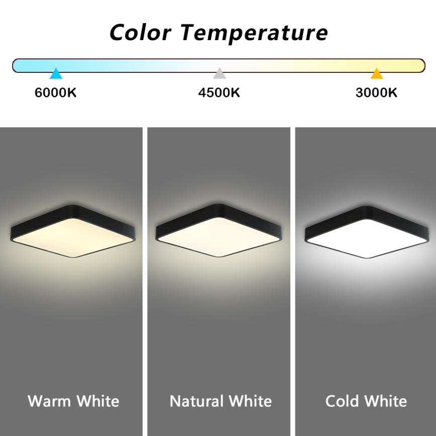 Plafonieră LED dimabilă Brilagi POOL SQUARE LED/48W/230V 3000-6000K 50x50 cm negru + telecomandă