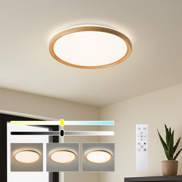Plafonieră LED dimabilă Brilagi RIVO, LED/72W/230V, 3000-6000K, decor lemn, Ø 50 cm, cu telecomandă