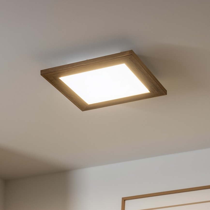 Plafonieră LED dimabilă Brilagi SLIMFRAME WOOD LED/25W/230V 34x34 cm 3000-6000K maro + telecomandă
