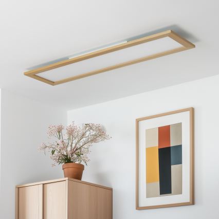 Plafonieră LED dimabilă Brilagi SLIMFRAME WOOD LED/58W/230V 124x34 cm 3000-6000K maro + telecomandă