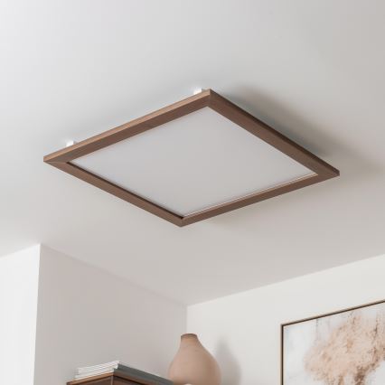 Plafonieră LED dimabilă Brilagi SLIMFRAME WOOD LED/58W/230V 64x64 cm 3000-6000K maro închis + telecomandă