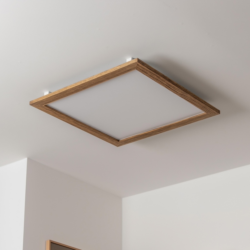 Plafonieră LED dimabilă Brilagi SLIMFRAME WOOD LED/58W/230V 64x64 cm 3000-6000K maro + telecomandă