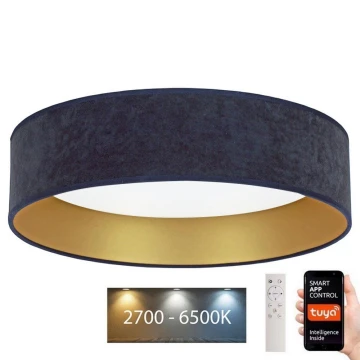 Plafonieră LED dimabilă Brilagi VELVET SMART LED/36W/230V d. 55 cm 2700-6500K Wi-Fi Tuya albastru/auriu + telecomandă