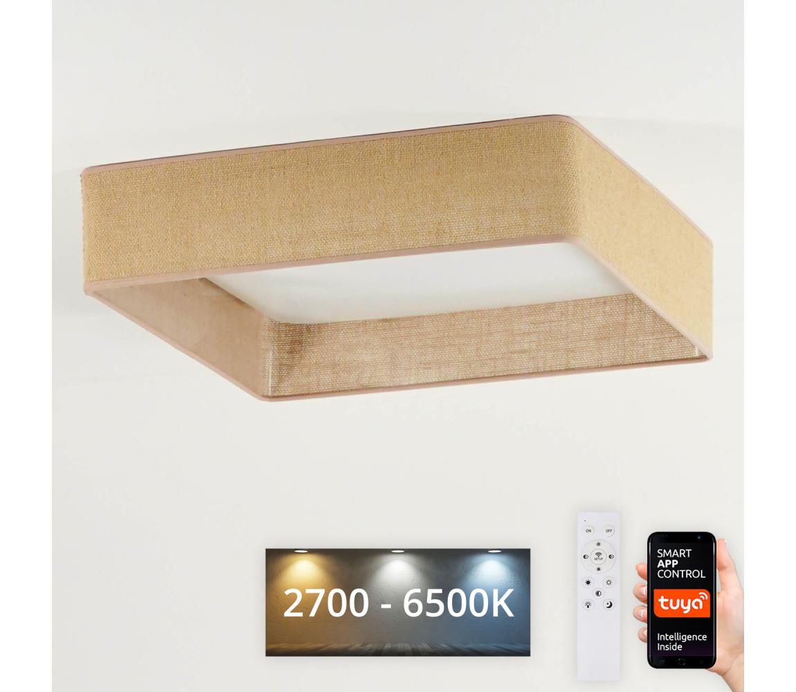 Plafonieră LED dimabilă Brilagi VELVET SQUARE LED/36W/230V Wi-Fi Tuya maro + telecomandă
