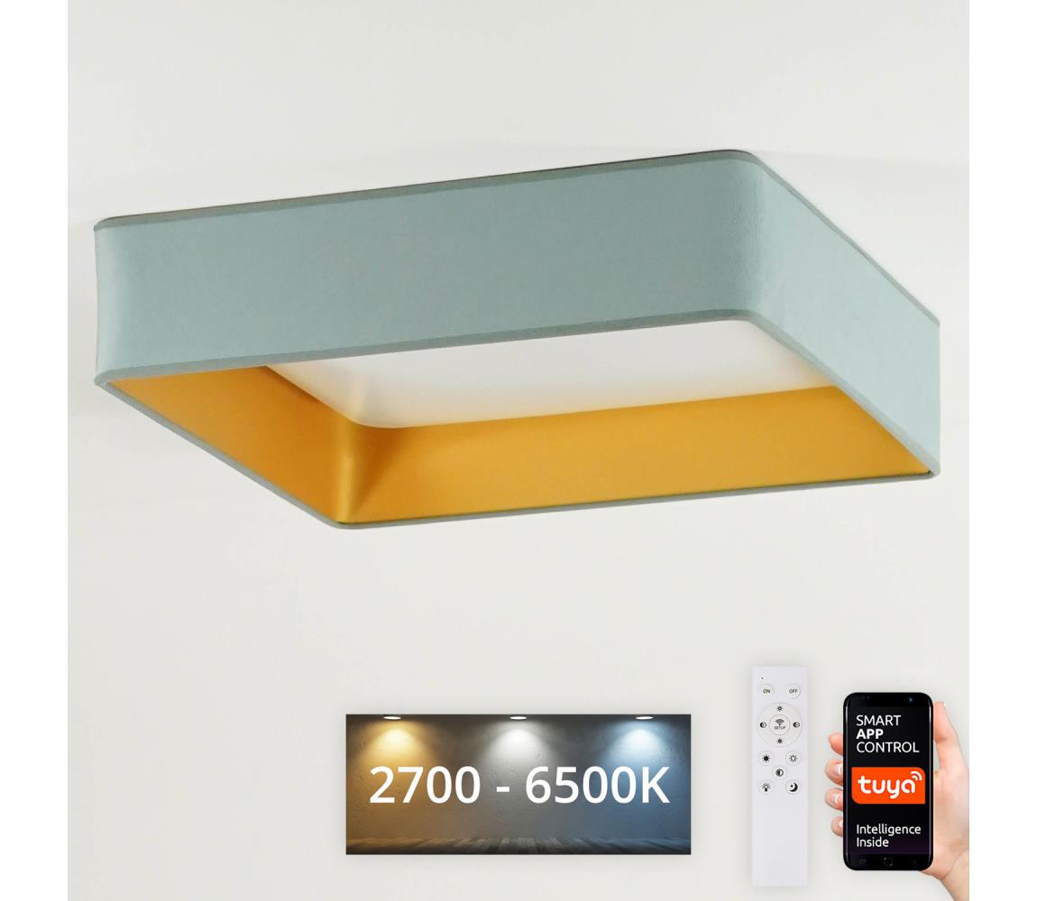 Plafonieră LED dimabilă Brilagi VELVET SQUARE LED/36W/230V Wi-Fi Tuya verde-mentă + telecomandă