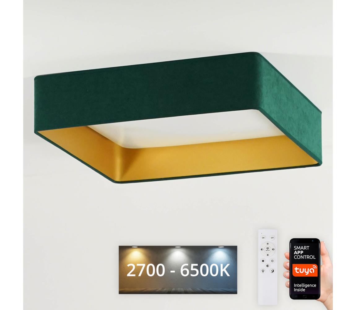 Plafonieră LED dimabilă Brilagi VELVET SQUARE LED/36W/230V Wi-Fi Tuya verde + telecomandă