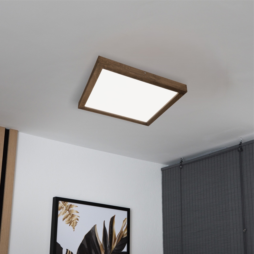Plafonieră LED dimabilă pentru baie Brilagi WOODY FRAME LED/50W/230V stejar nuc 60x60 cm 3000-6000K IP44 + telecomandă