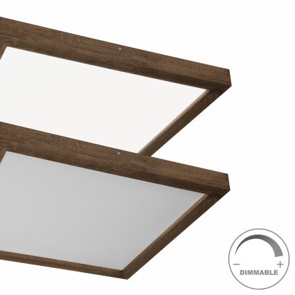 Plafonieră LED dimabilă pentru baie Brilagi WOODY FRAME LED/50W/230V stejar nuc 60x60 cm 3000-6000K IP44 + telecomandă