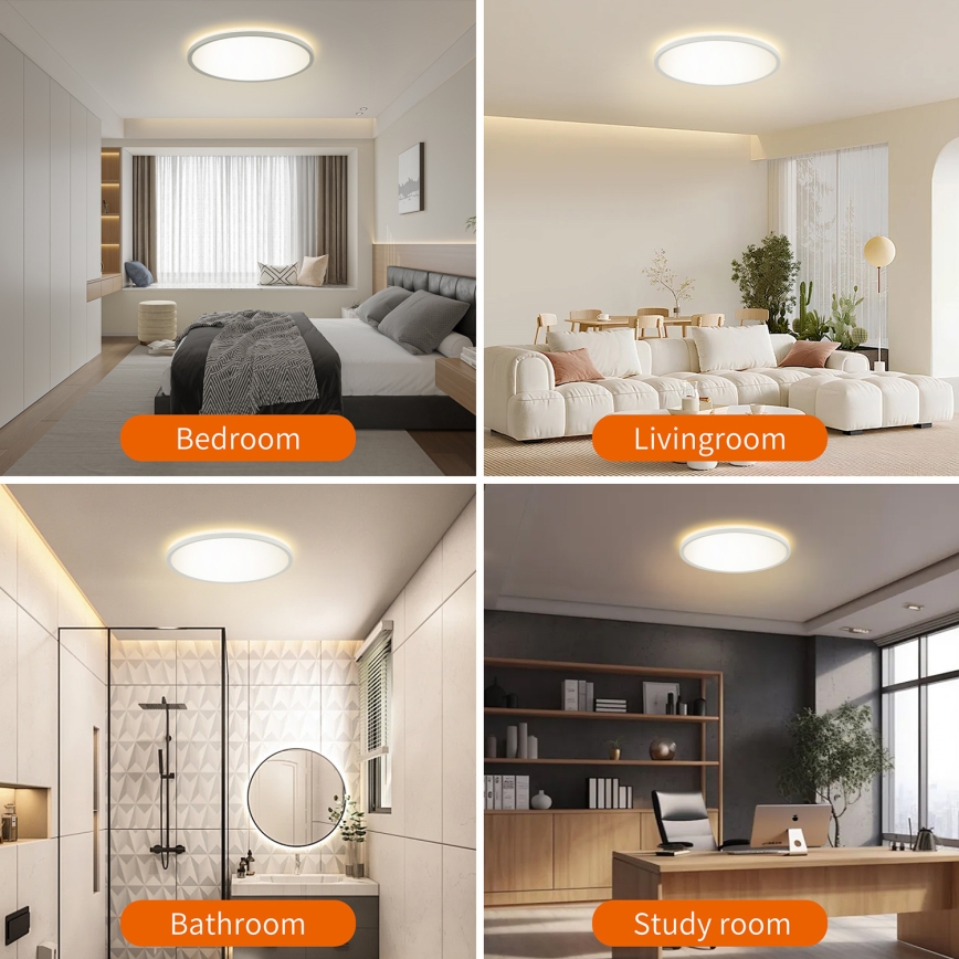 Plafonieră LED dimabilă cu senzor de mișcare și crepuscular Brilagi ULTRA SLIM LED/24W/230V d. 42 cm + telecomandă