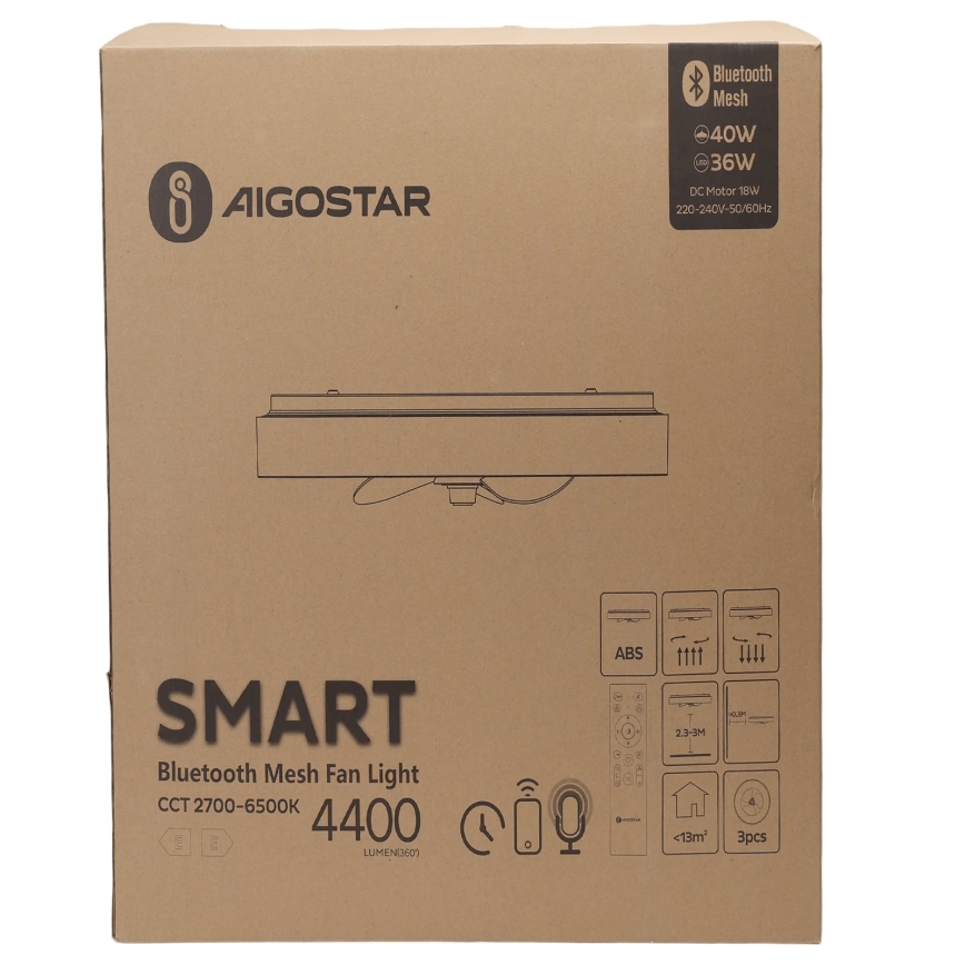 Plafonieră LED dimabilă cu ventilator Aigostar MESH LED/40W/230V 2700-6500K negru + telecomandă