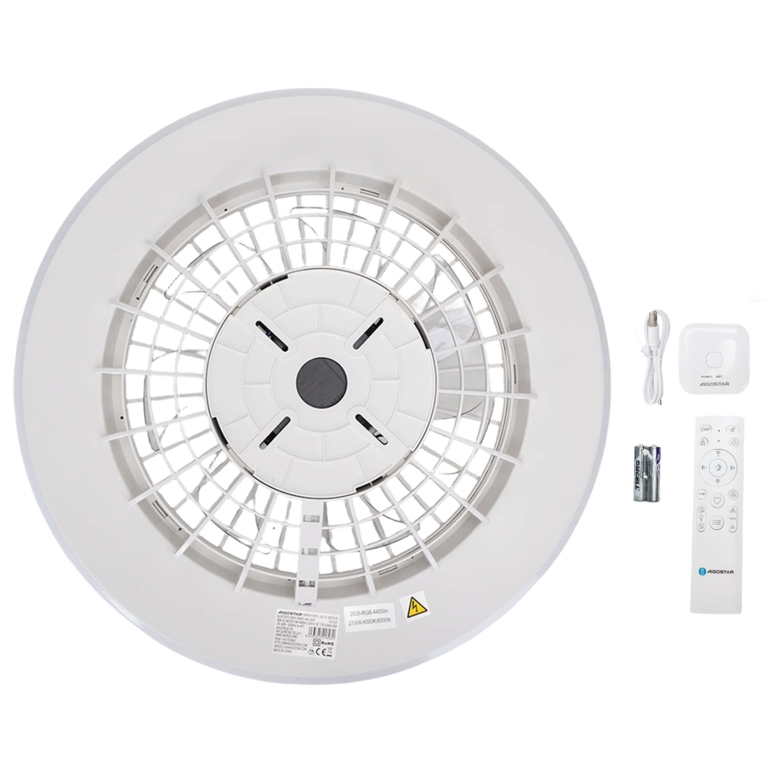 Plafonieră LED dimabilă cu ventilator Aigostar MESH LED/40W/230V 2700-6500K alb + telecomandă