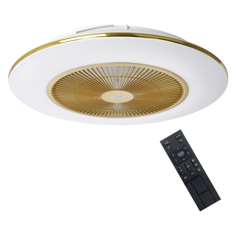 Plafonieră LED dimabilă cu ventilator ARIA LED/38W/230V 3000-6000K aurie + telecomandă