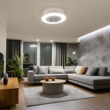 Plafonieră LED dimabilă cu ventilator Brilagi AURA LED/38W/230V 3000-6000K argintiu + telecomandă