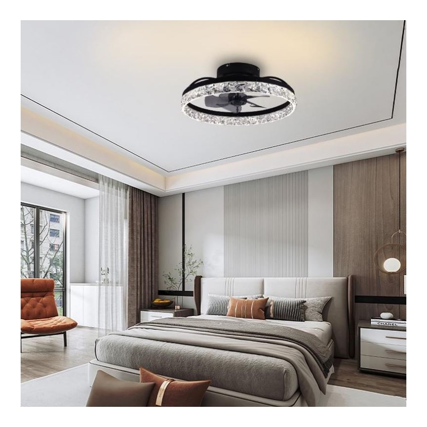 Plafonieră LED dimabilă cu ventilator LED/35W/230V 3000-6500K negru + telecomandă