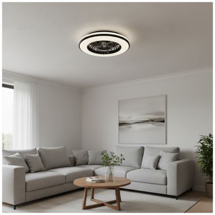 Plafonieră LED dimabilă cu ventilator VENTELUX LED/48W/230V 3000/4000/6500K Ø 48,5 cm negru + telecomandă