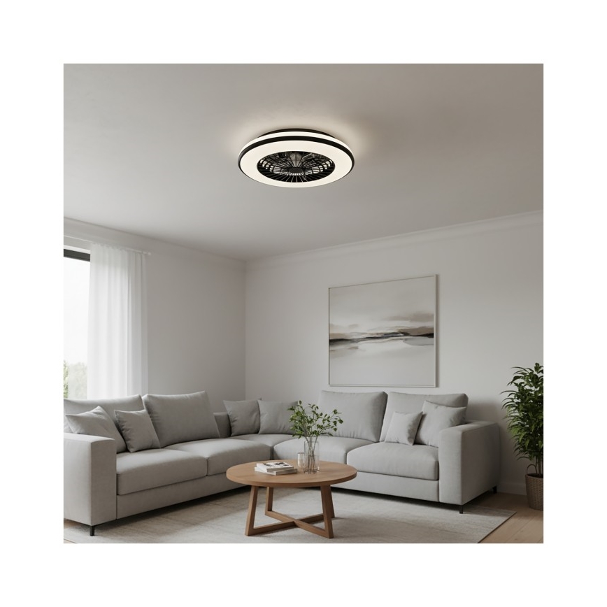 Plafonieră LED dimabilă cu ventilator VENTELUX LED/48W/230V 3000/4000/6500K Ø 48,5 cm negru + telecomandă