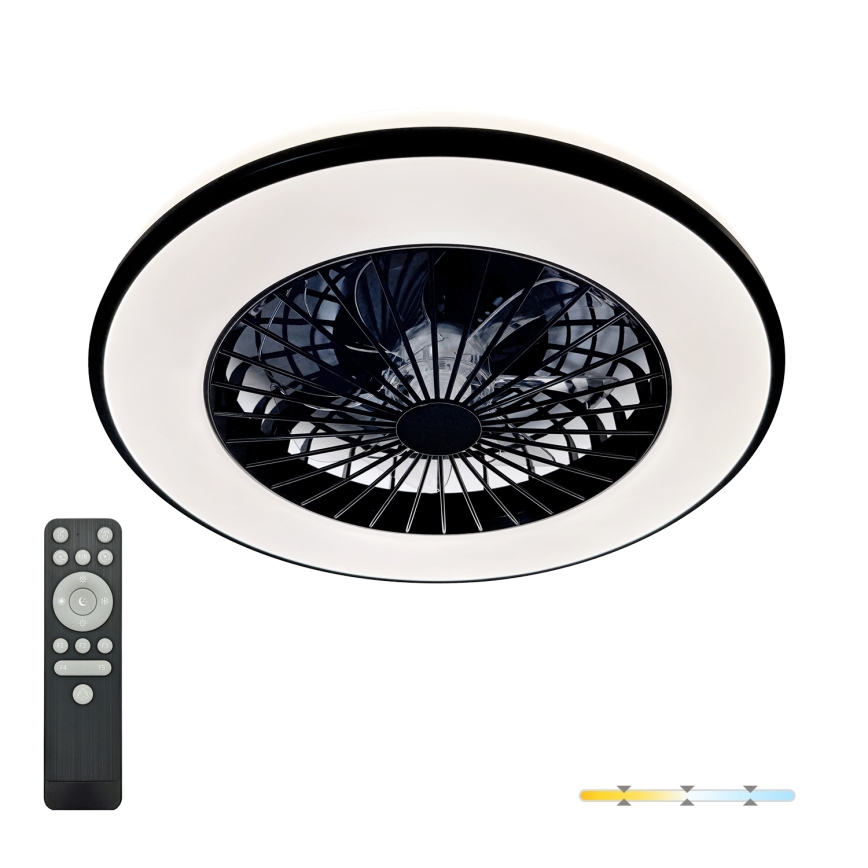 Plafonieră LED dimabilă cu ventilator VENTELUX LED/48W/230V 3000/4000/6500K Ø 48,5 cm negru + telecomandă