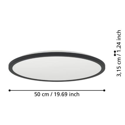 Plafonieră LED dimabilă de exterior Eglo LED/16,8W/230V 2700-6500K d. 50 cm IP44 negru + telecomandă