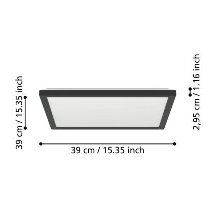 Plafonieră LED dimabilă de exterior Eglo LED/17,6W/230V 2700-6500K 39x39 cm IP44 negru + telecomandă