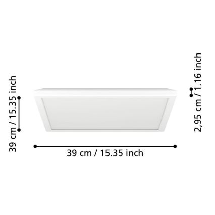 Plafonieră LED dimabilă de exterior Eglo LED/17,6W/230V 2700-6500K 39x39 cm IP44 alb + telecomandă