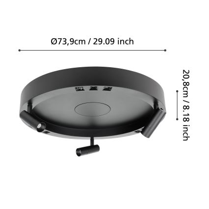 Plafonieră LED dimabilă Eglo 3xLED/8W/230V + 3xLED/8,5W 3000K negru + telecomandă