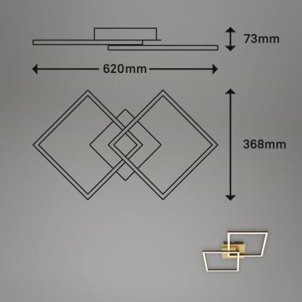 Plafonieră LED dimabilă FRAME 2xLED/11W/230V auriu Briloner 3210-017