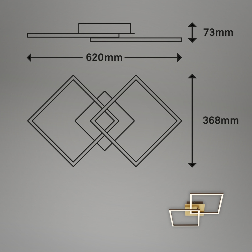 Plafonieră LED dimabilă FRAME 2xLED/11W/230V auriu Briloner 3210-017