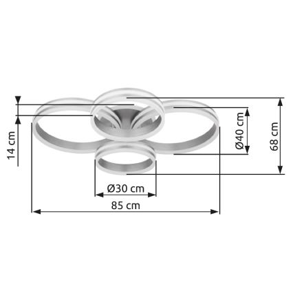 Plafonieră LED dimabilă Globo LED/90W/230V 2700-6000K 68x85 cm + telecomandă