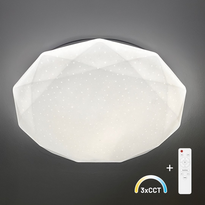 Plafonieră LED dimabilă HEX, 72 W, 230 V, 3000–6000 K, diametru 50 cm, albă + telecomandă inclusă