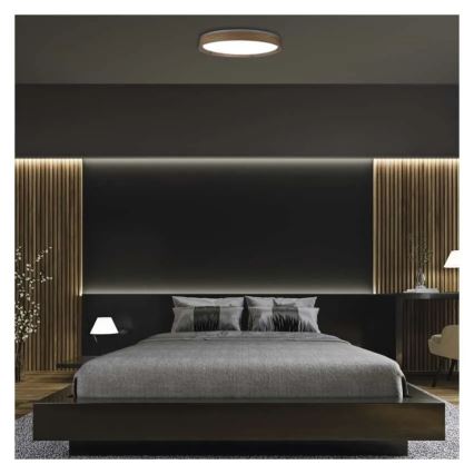 Lampă de tavan LED dimabilă ILVI LED/45W/230V 2700-6500K diam. 50 cm decor lemn + telecomandă