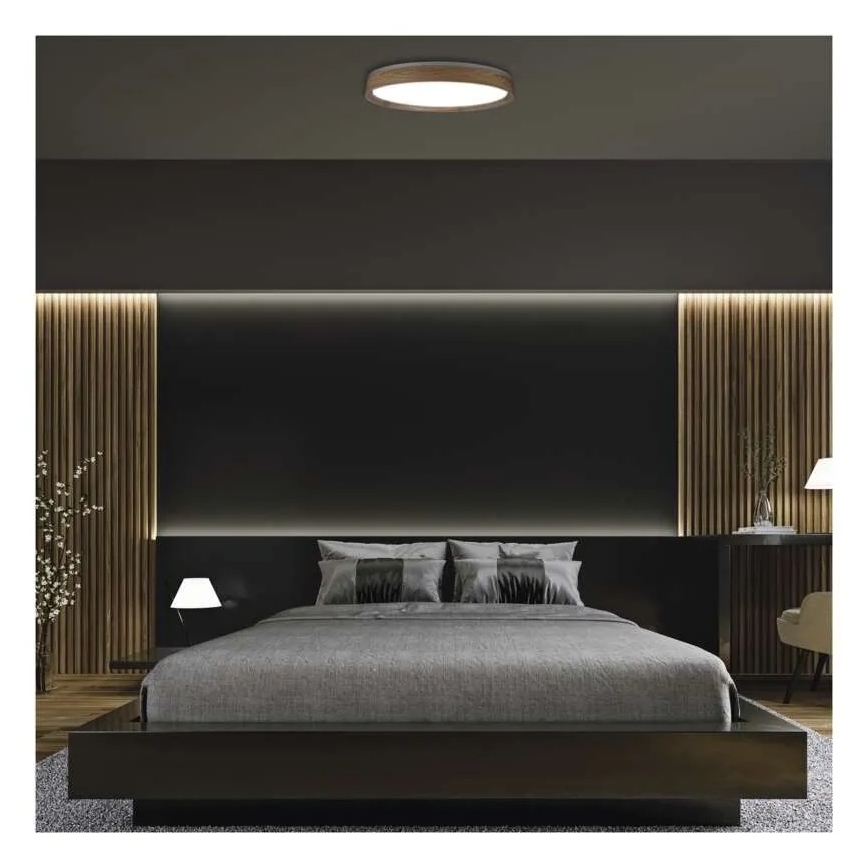 Lampă de tavan LED dimabilă ILVI LED/45W/230V 2700-6500K diam. 50 cm decor lemn + telecomandă