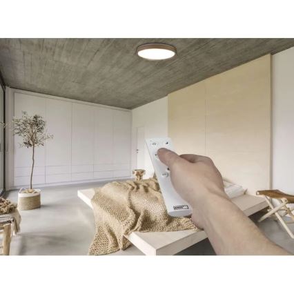 Lampă de tavan LED dimabilă ILVI LED/45W/230V 2700-6500K diam. 50 cm decor lemn + telecomandă