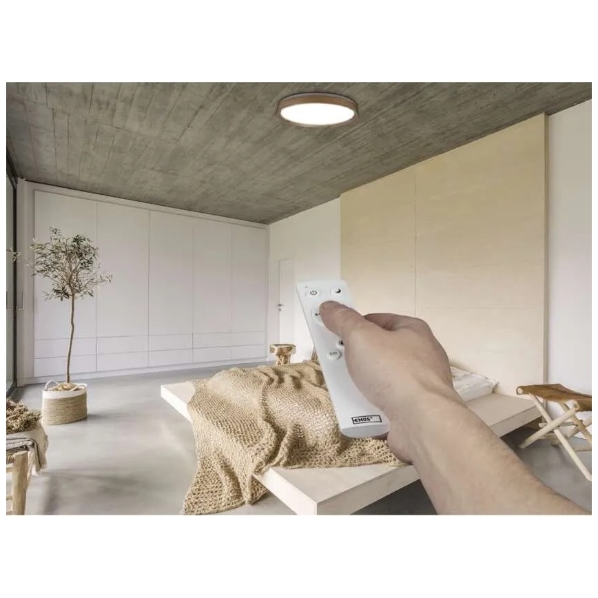 Lampă de tavan LED dimabilă ILVI LED/45W/230V 2700-6500K diam. 50 cm decor lemn + telecomandă