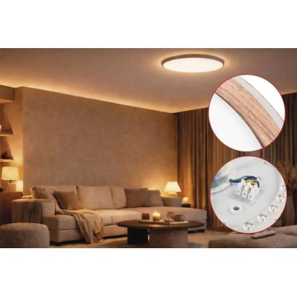 Lampă de tavan LED dimabilă ILVI LED/45W/230V 2700-6500K diam. 50 cm decor lemn + telecomandă