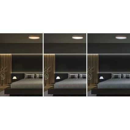 Lampă de tavan LED dimabilă ILVI LED/45W/230V 2700-6500K diam. 50 cm decor lemn + telecomandă