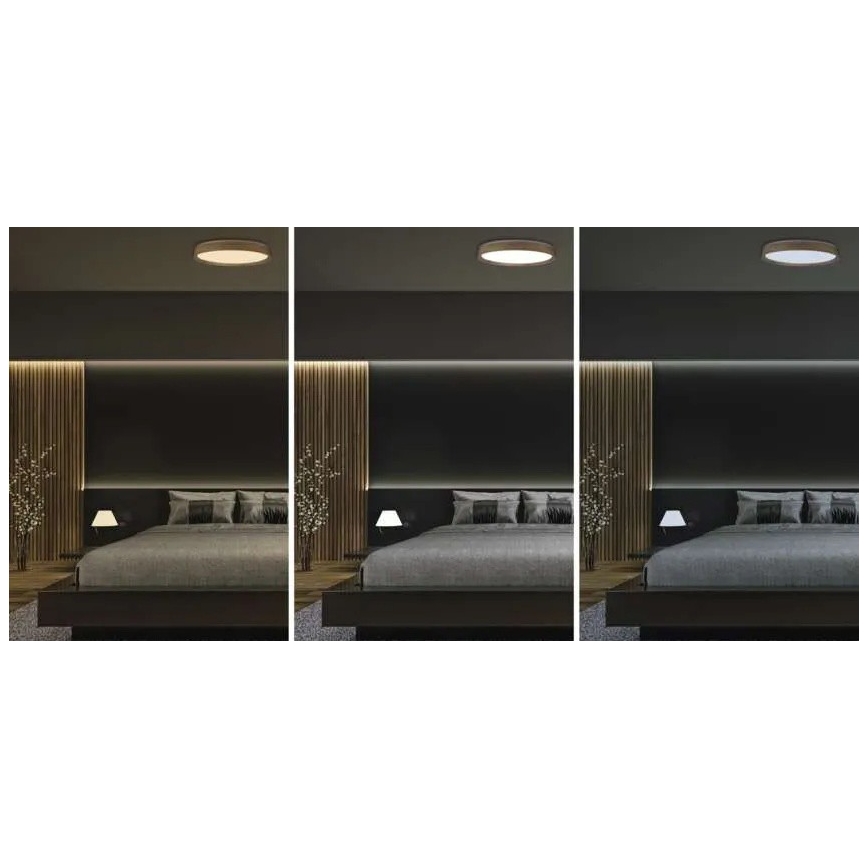 Lampă de tavan LED dimabilă ILVI LED/45W/230V 2700-6500K diam. 50 cm decor lemn + telecomandă