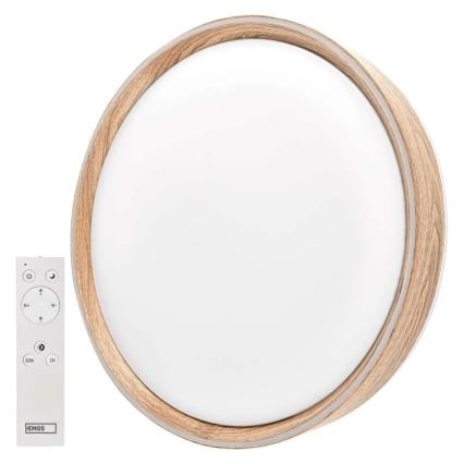 Lampă de tavan LED dimabilă ILVI LED/45W/230V 2700-6500K diam. 50 cm decor lemn + telecomandă