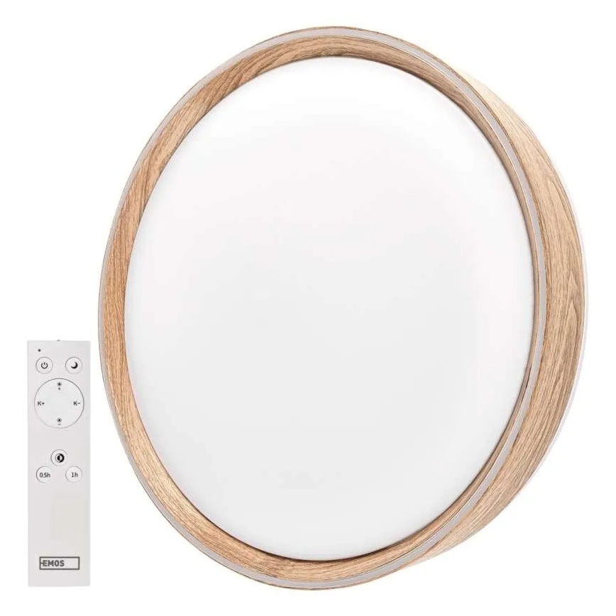 Lampă de tavan LED dimabilă ILVI LED/45W/230V 2700-6500K diam. 50 cm decor lemn + telecomandă