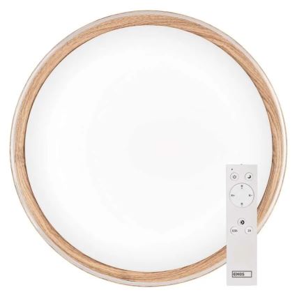 Lampă de tavan LED dimabilă ILVI LED/45W/230V 2700-6500K diam. 50 cm decor lemn + telecomandă