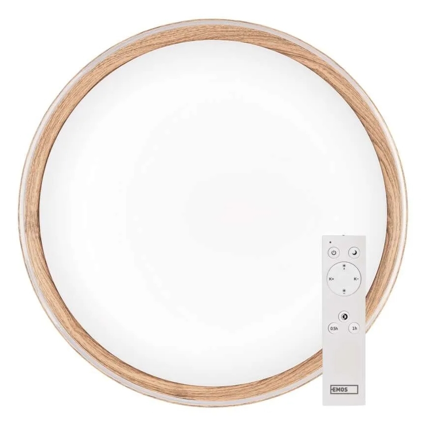 Lampă de tavan LED dimabilă ILVI LED/45W/230V 2700-6500K diam. 50 cm decor lemn + telecomandă