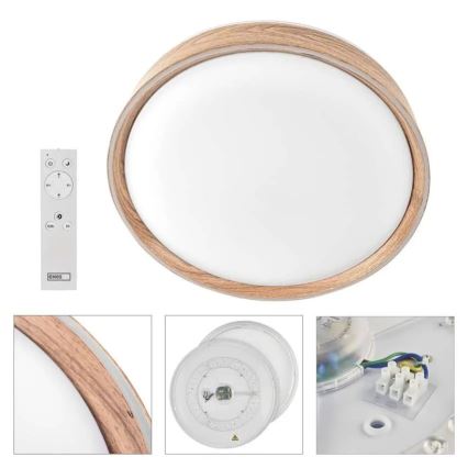 Lampă de tavan LED dimabilă ILVI LED/45W/230V 2700-6500K diam. 50 cm decor lemn + telecomandă