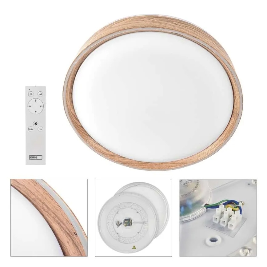 Lampă de tavan LED dimabilă ILVI LED/45W/230V 2700-6500K diam. 50 cm decor lemn + telecomandă