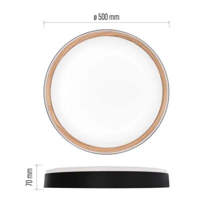Plafonieră LED dimabilă ILVI LED/45W/230V 2700-6500K diam. 50 cm negru/bej + telecomandă