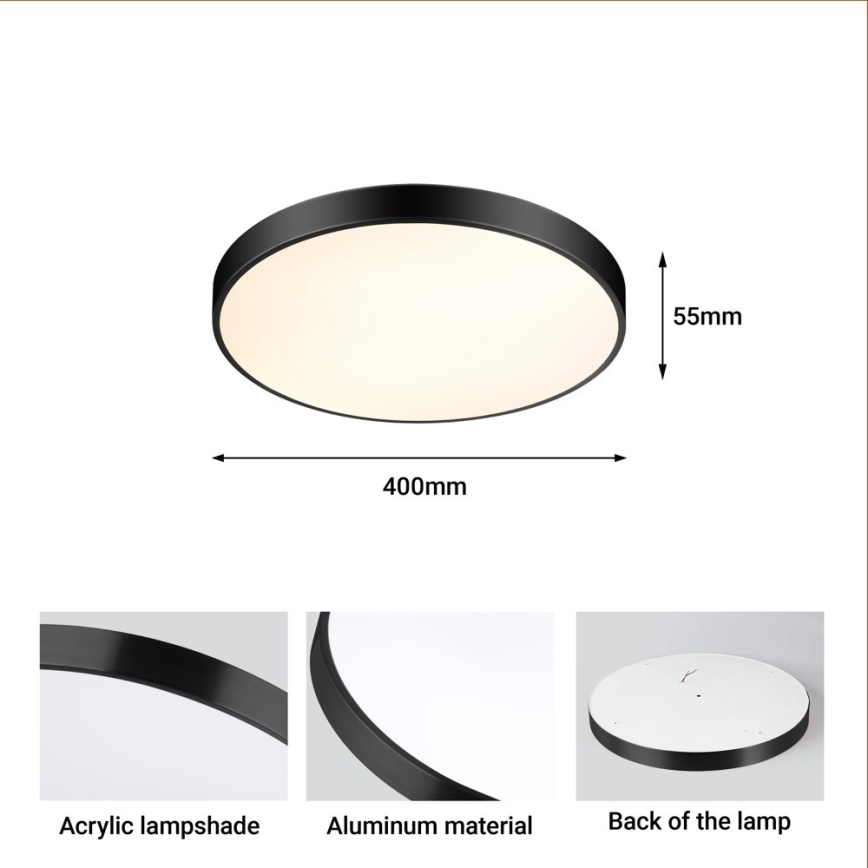 Plafonieră LED dimabilă Immax NEO 07248L NEO LITE SEMPLICI LED/36W/230V Wi-Fi Tuya negru + telecomandă
