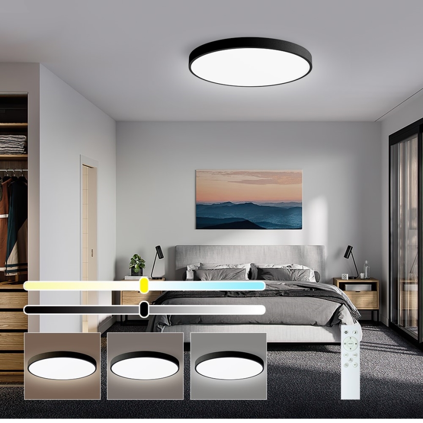 Plafonieră LED dimabilă Immax NEO 07249L NEO LITE SEMPLICI LED/48W/230V Wi-Fi Tuya negru + telecomandă