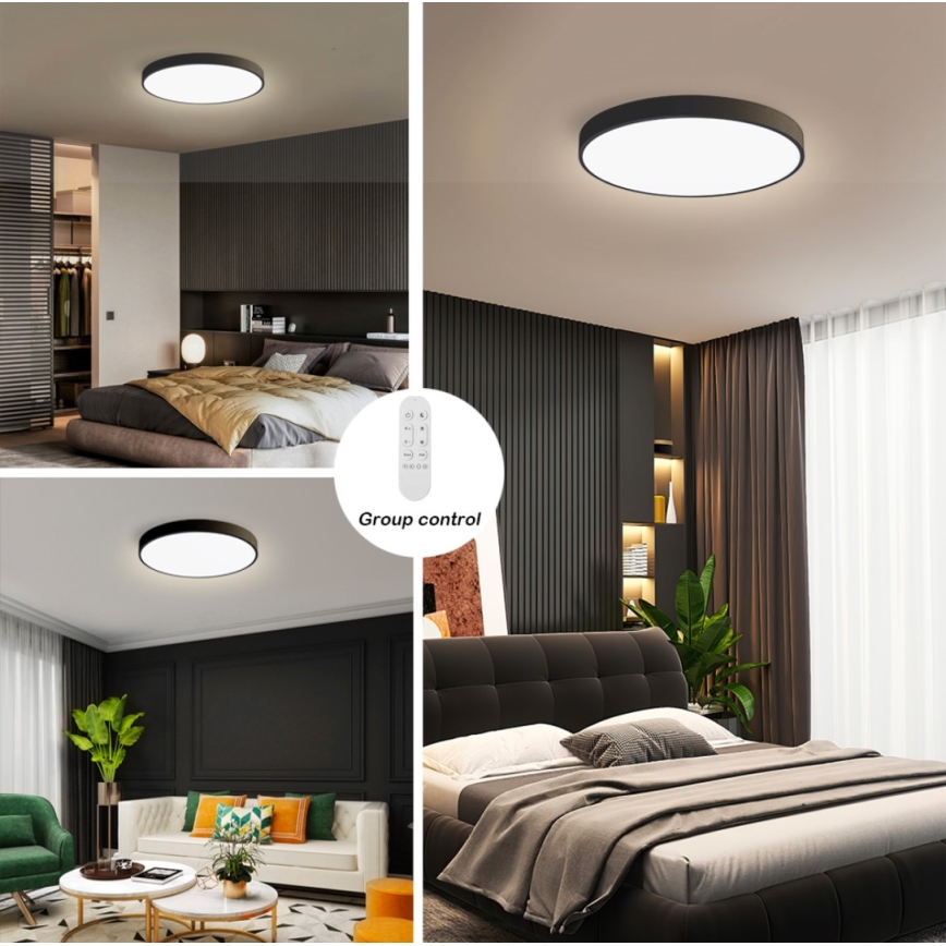 Plafonieră LED dimabilă Immax NEO 07249L NEO LITE SEMPLICI LED/48W/230V Wi-Fi Tuya negru + telecomandă